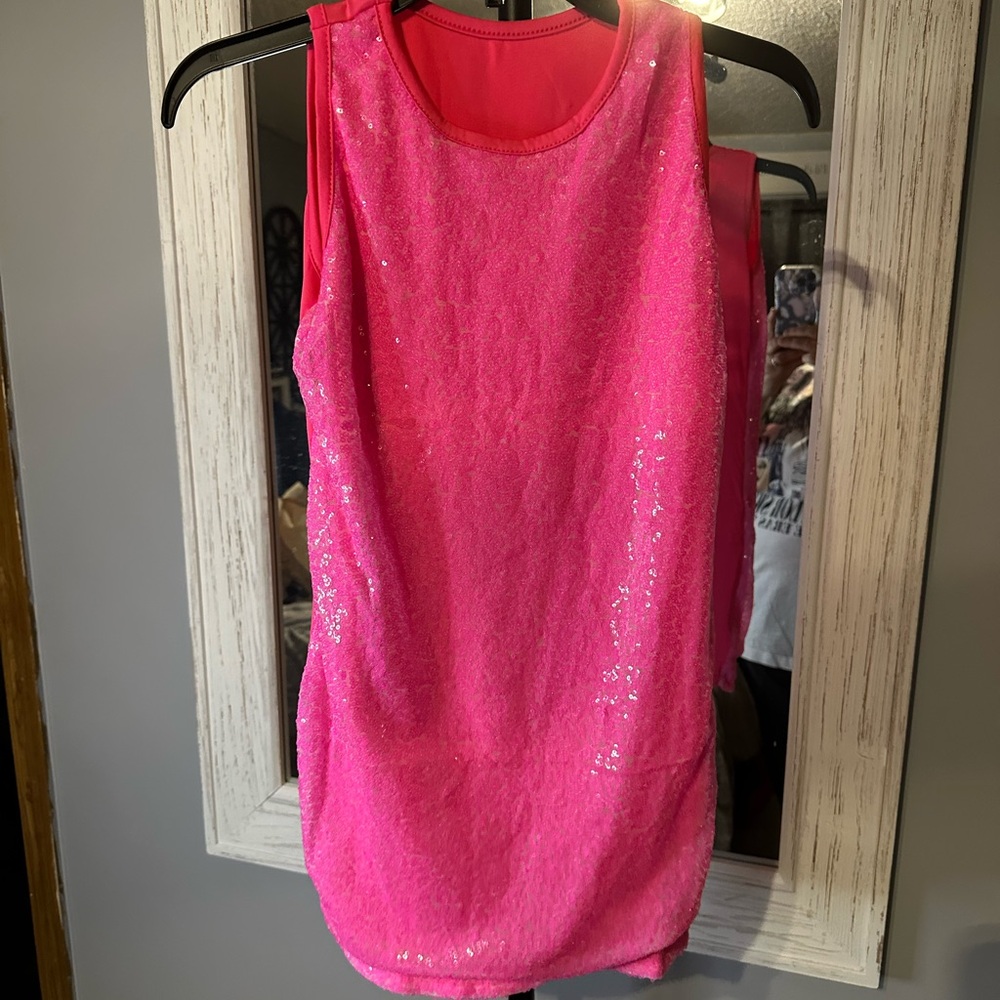 Vibrant Pink Sequin Sleeveless sheath dress